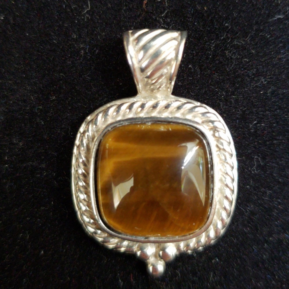 VTG sterling/tigereye slide on pendant - Picture 2 of 7